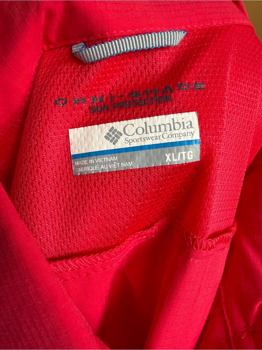 Columbia Omni-Shade Sleeveless Fishing Shirt XL Red UPF Button Up Outdoor Top - Picture 7 of 7